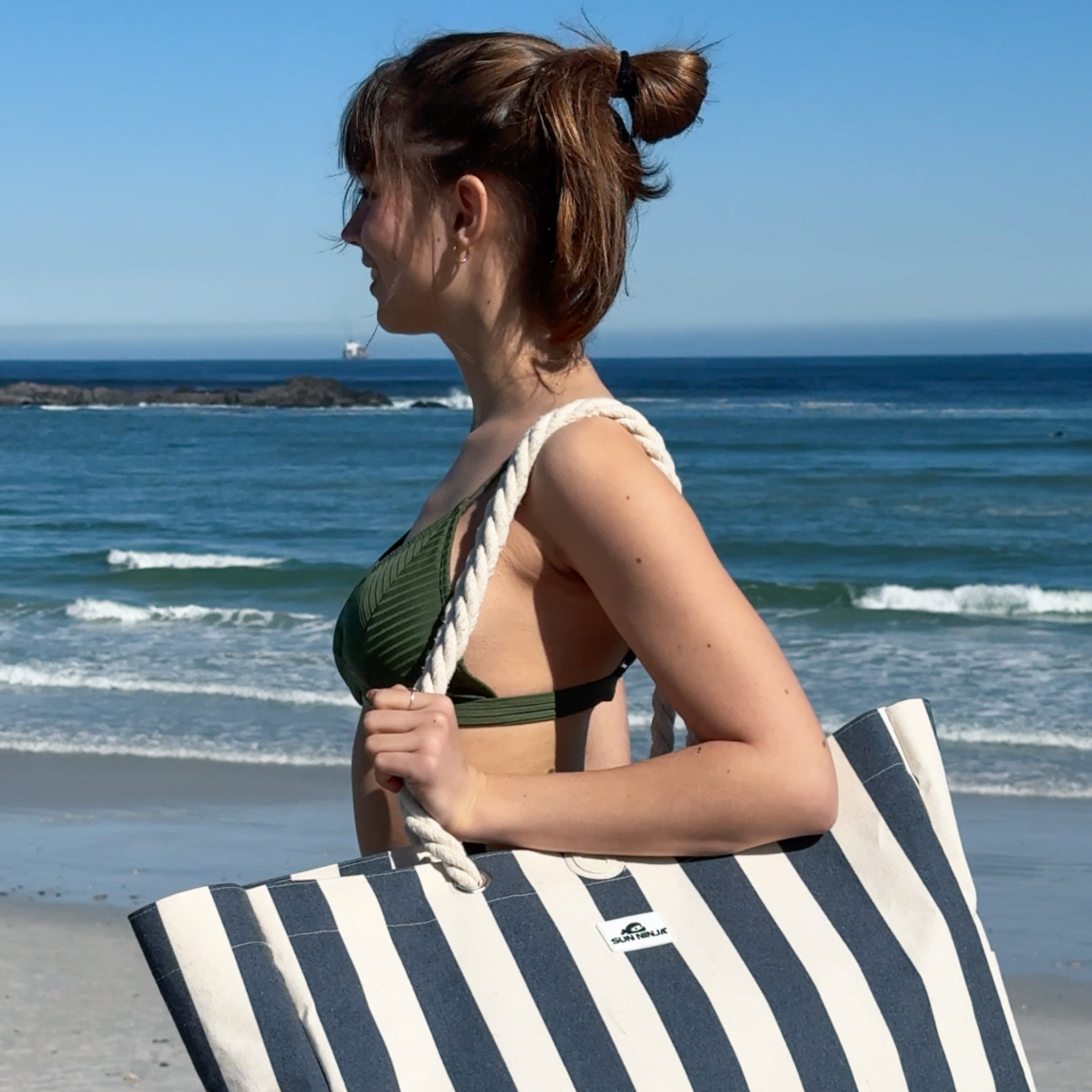 Canvas Tote Navy Stripe