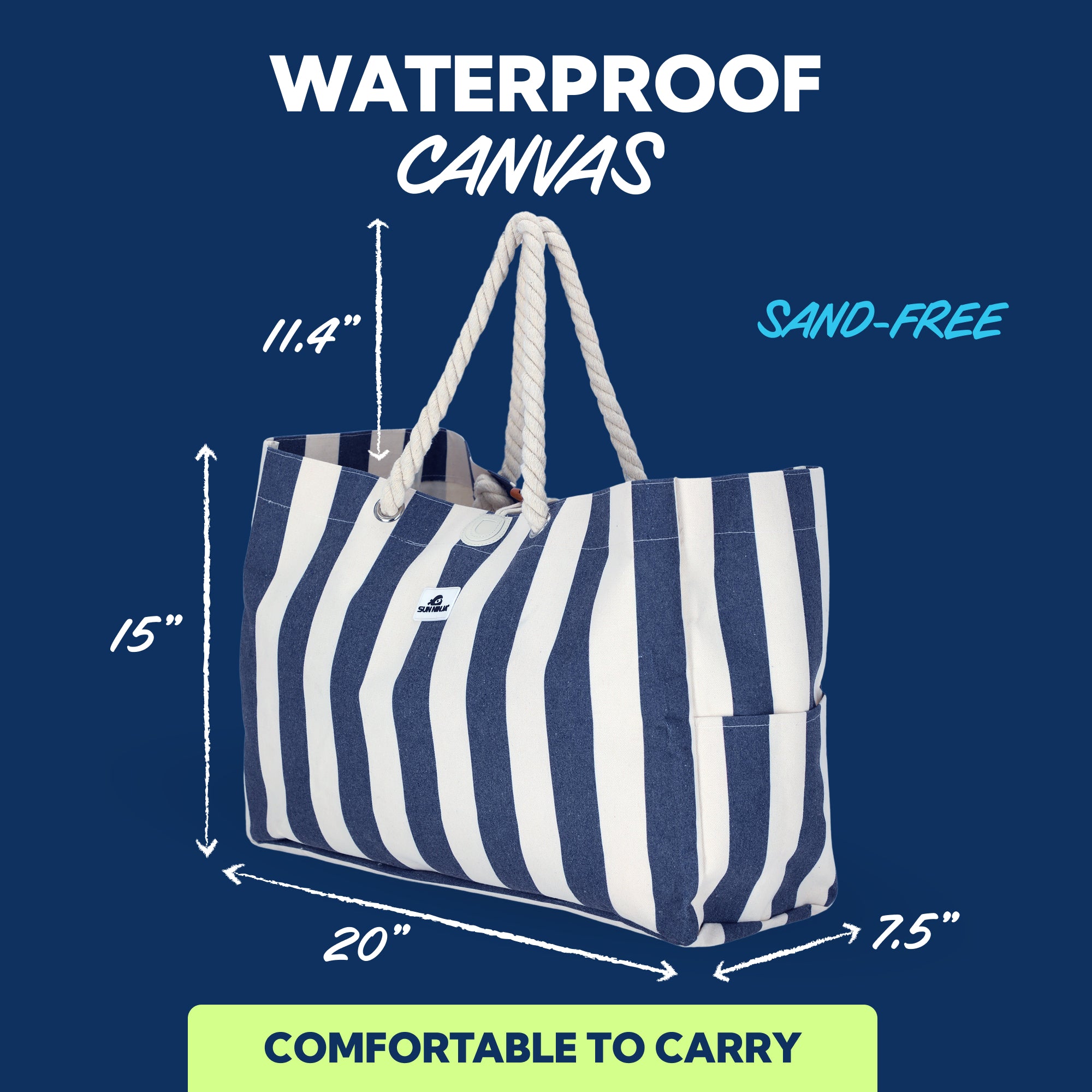 Canvas Tote Navy Stripe